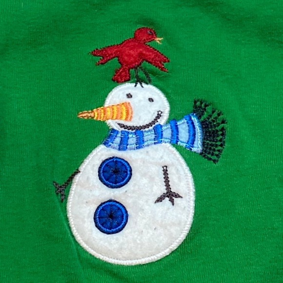 Baby Gap Christmas Pajamas Set Green Red Snowman Bird Holiday Outfit - Picture 2 of 4